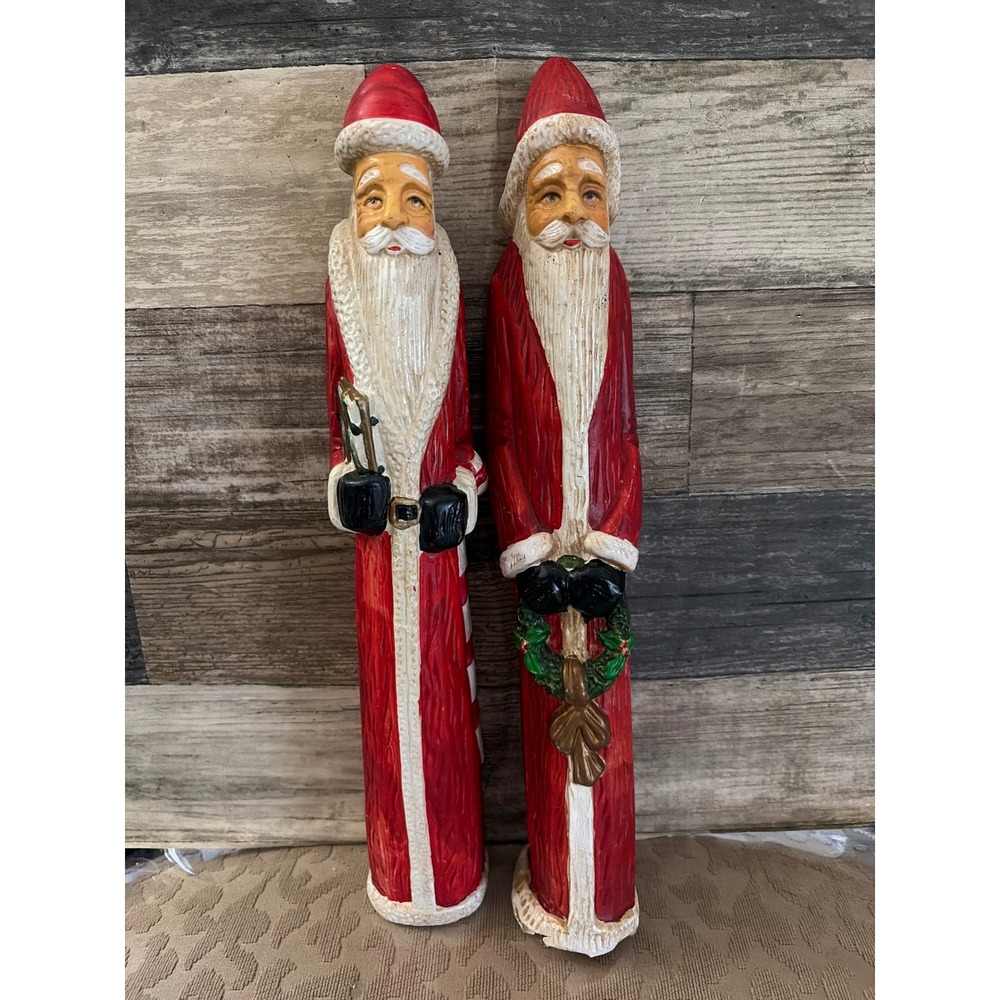 Vintage Style Skinny Santa Claus Figurines thin blow mold Christmas 13.5